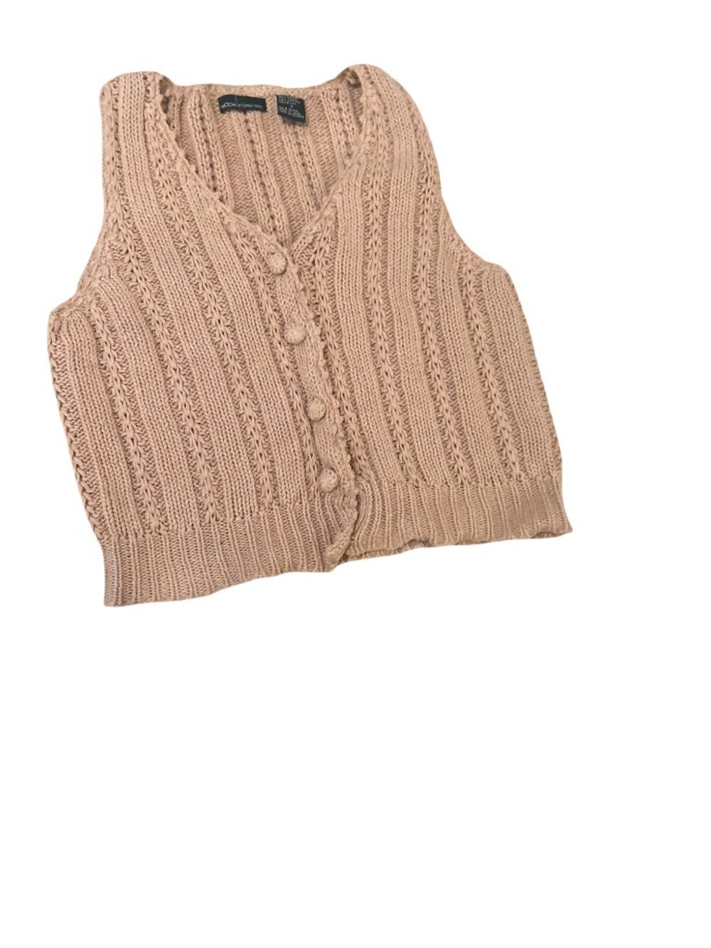 Rare Vintage Moda International VS Mauve Pink Cropped Knit Vest Size Small